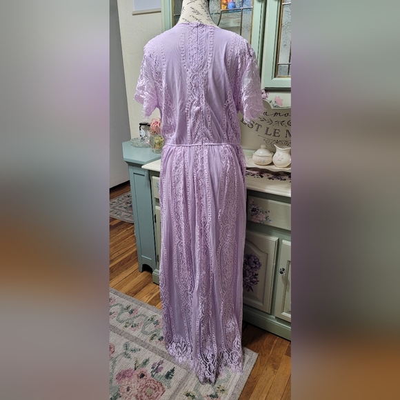 Flutter Sleeve Lace Eyelet Maxi Dress - Picture 2 of 8